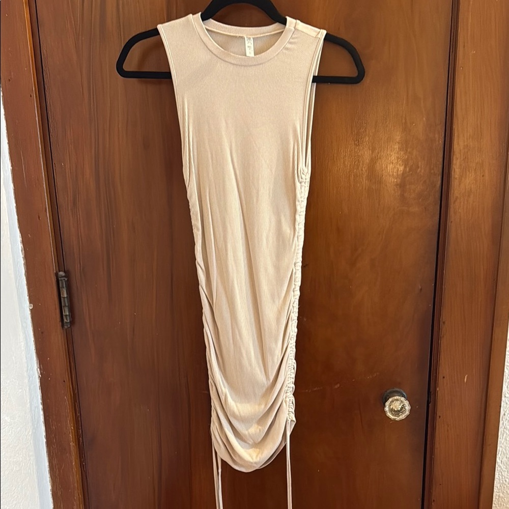 Elegant Cream Sleeveless Mini Dress